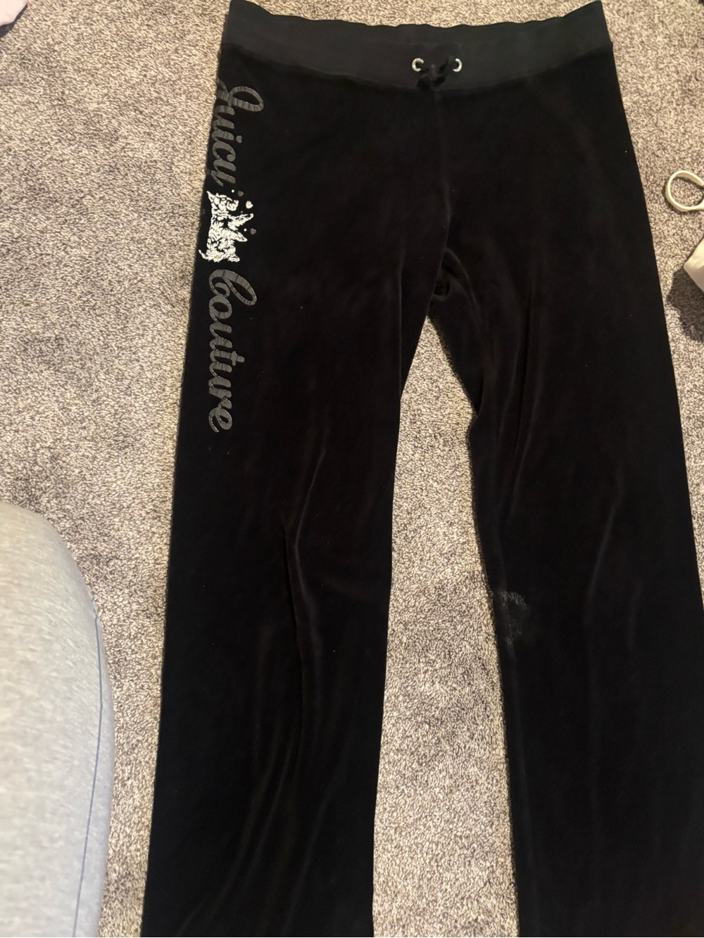 Juicy Couture Black Velour Joggers with Silver Logo Script